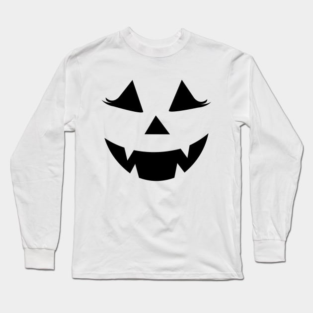 pumpkin eyelashes funny halloween gift Long Sleeve T-Shirt by mohazain